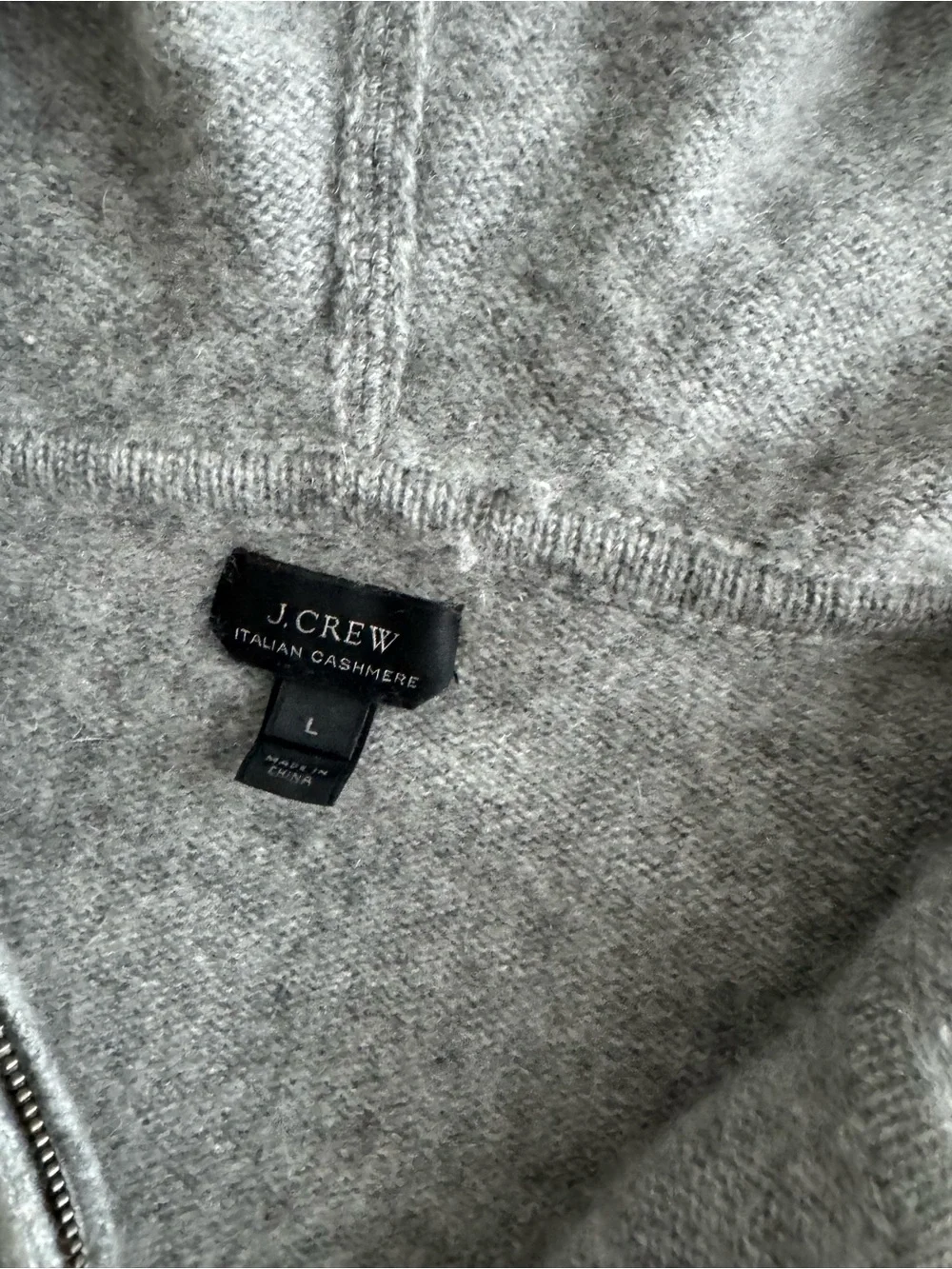 J. Crew Gray Zip-Up Hooded Cashmere Sweater